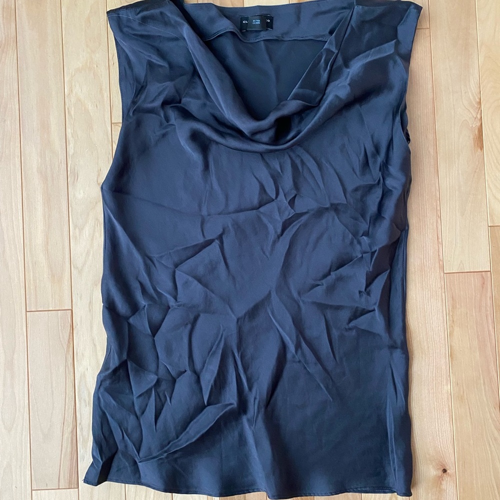 Club Monaco Silk Black Cowl Neck Blouse